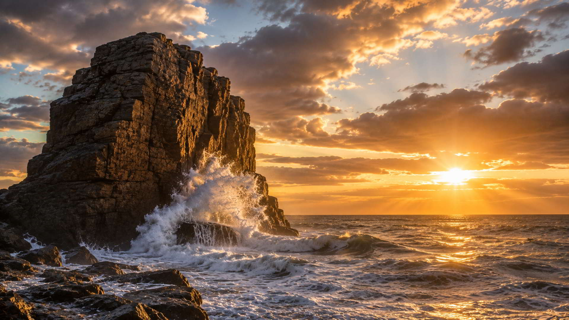 Waves crashing on the rock